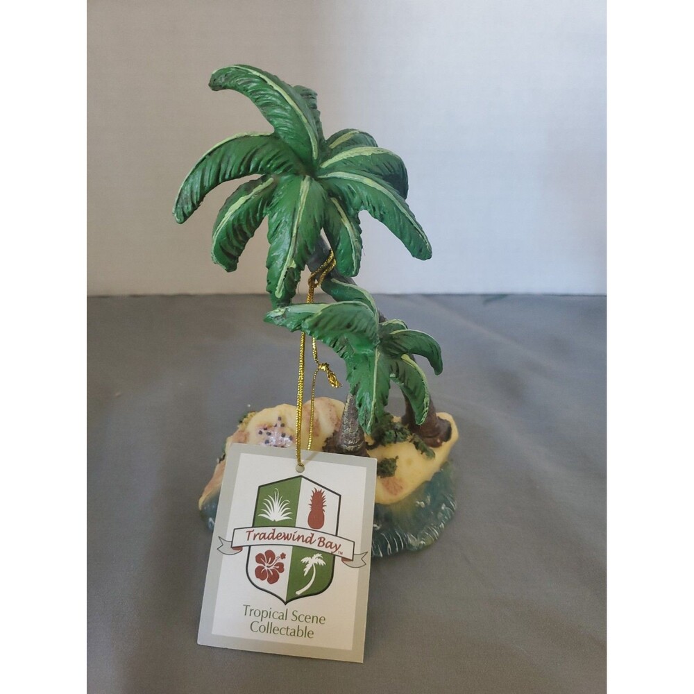 6" Sand Resin Palm Trees Sea Shells On Beach Coconut Tradewind Bay Decor